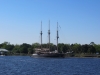 Ship docked close to visitor's center in St. Mary's